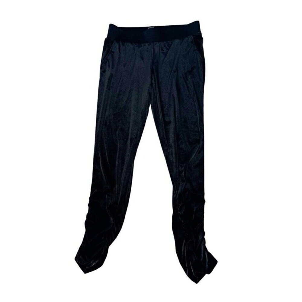 Juicy Couture Women's Sz M Black Velvet Velour Ruched Joggers Pants